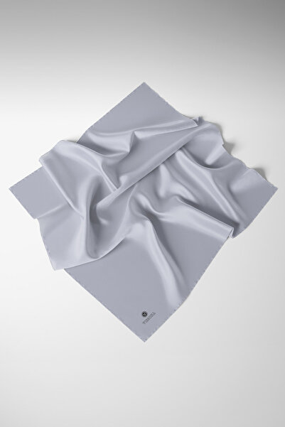 Vissona Viskon Twill İpek Az Hatalı Açık Gri  Renkli 90x90 Düz Eşarp Dikim Şe...