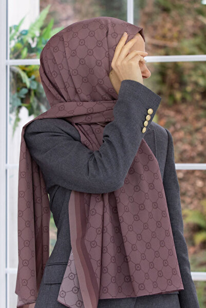 Vissona LÜKS MEDİNE İPEĞİ MONOGRAM DESENLİ SÜTLÜKAHVE RENKLİ 75X195 KIRIŞMAZ ...