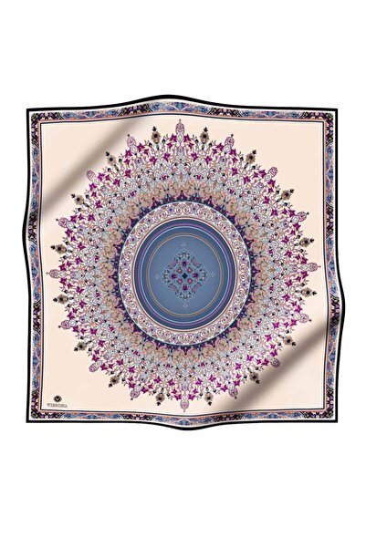 Vissona 100% twill șal de mătase cu model culoare indigo 90x90 eșarfă formă de cusut: cusut manual