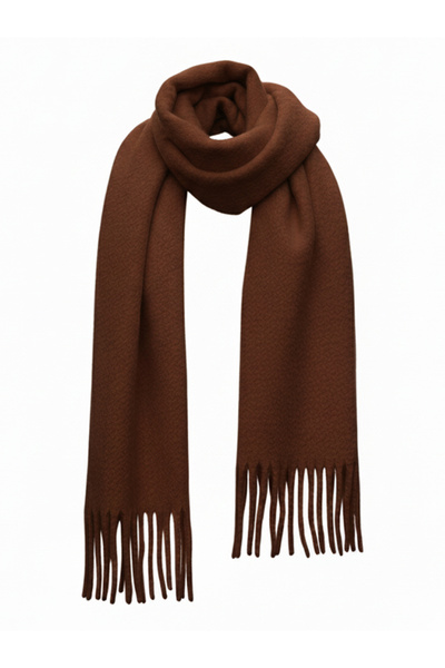 Bermody Puffy Brown, cu textura moale, eșarfă pentru femei, șal pentru umăr, 50 x 190 cm