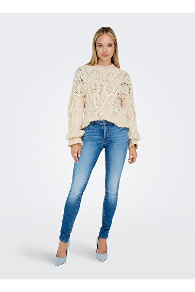 ONLY Krem Kadın O Yaka Örgü Kazak 15302273 ONLMARGARETHA LS SHORTCABLE HIGHNEC