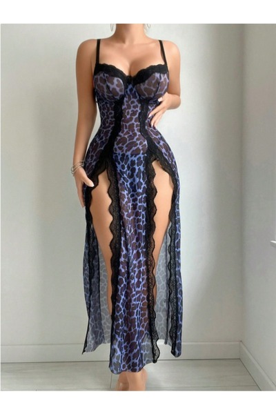 SB COLLECTIONN Rochie de seară specială, albastru leopard, pentru femei