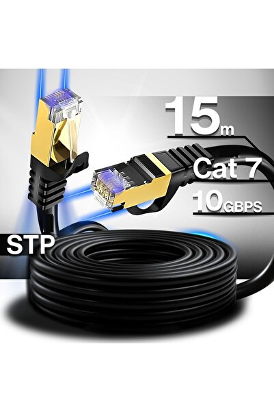Derwell 15 Metre 15mt Cat7u/ftp Altın Kaplama Korumalı 10gb/sn Rj45 Ağ Lan Et...
