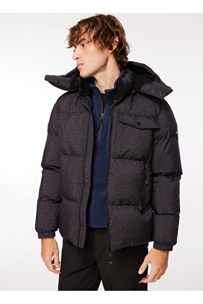 Discovery Expedition Lacivert Erkek Kapüşon Yaka Basic Baskılı Mont D3WM-MNT5