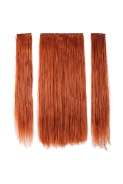 Mina Peruk Fiber Sentetik Düz Yarım Ay + 2 Yan Çıt Çıt - Bakır