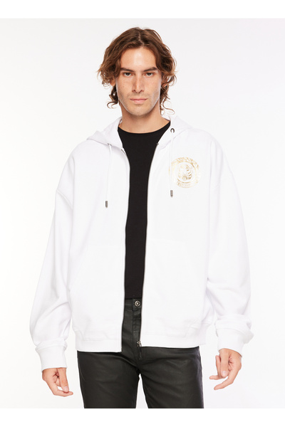 Just Cavalli Kapüşon Yaka Beyaz Erkek Sweatshırt 74OBIF03CF200G03