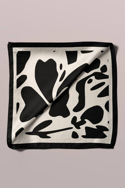 Modabutik Siyah Beyaz Desenli Bandana