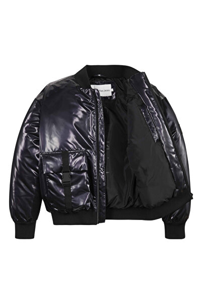Calvin Klein Siyah Erkek Çocuk Bisiklet Yaka Uzun Kollu Düz Mont IB0IB019040H8