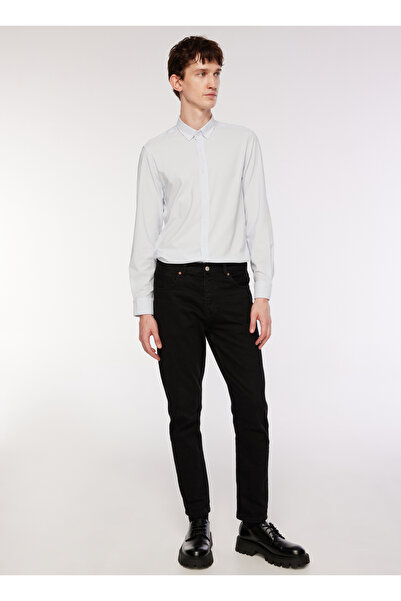 Fabrika Basic Düğmeli Yaka Çizgili Açık Mavi Erkek Gömlek FONASIS