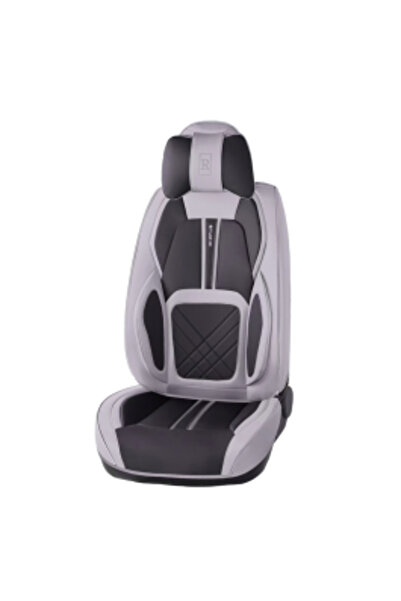 NO BRAND Set complet de huse pentru scaune auto de lux, piele, gri negru, pentru toate anotimpurile