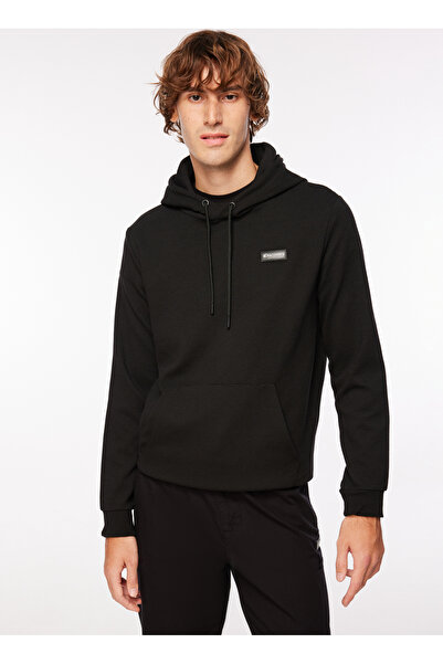New Brand Siyah Erkek Kapüşon Yaka Basic Sweatshirt D3WM-SWT27