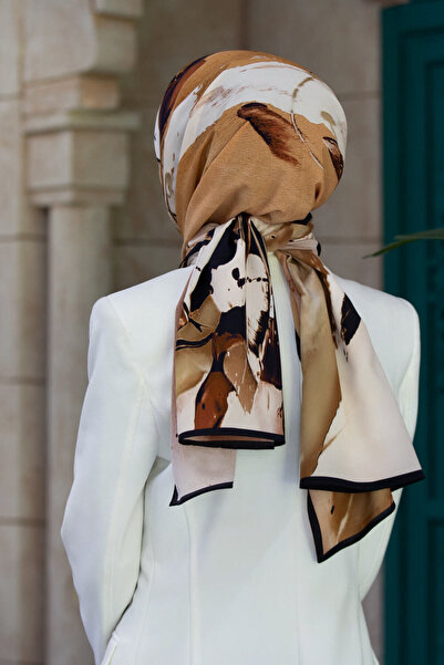 Vissona LÜKS MEDİNE BATİK DESENLİ BEJ - TABA RENKLİ 75X195 KIRIŞMAZ ŞAL MOSS ...