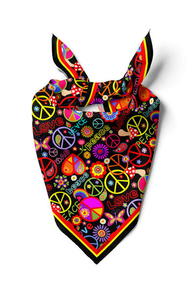 Modabutik A90 Peace Love Desenli Bandana