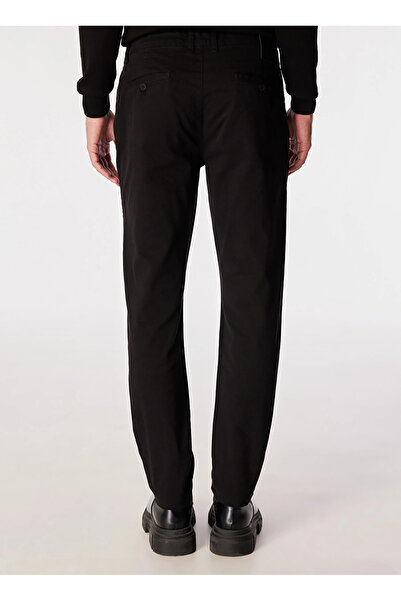 Fabrika Siyah Erkek Slim Fit Düz Chino Pantolon F3WM-PNT902
