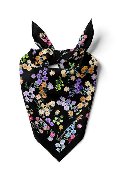 Modabutik Kadın Çiçek Desenli 50x50 Bandana HYL DG01393-22