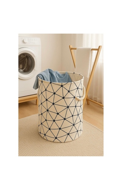 OEM Coș de depozitare multifuncțional jucării, rufe, cu mâner textil durabil, model geometric modern