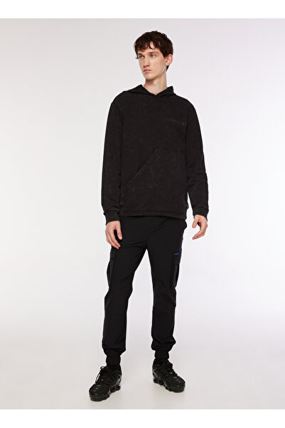 Black On Black Lastikli Bel Lastikli Paça Loose Fit Siyah Erkek Kargo Pantolo...