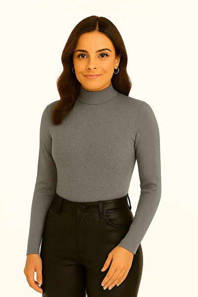 Sashaa Collection Body cu mâneci lungi pentru femei, gri