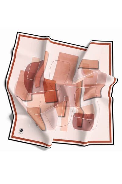 VİOLLA Twill Geometrik Desenli Lila Renkli 90x90 Eşarp (İpek İçermez) Kenar D...