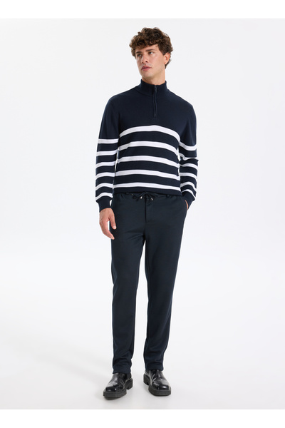 Fabrika Normal Bel Dar Paça Lacivert Erkek Chino Pantolon DUBLIN