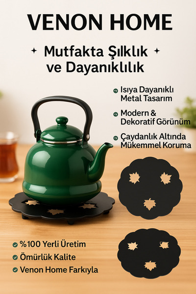 VENON Lotus Pattern Heat-Resistant Metal Trivet – Kitchen & Teapot Coaster Kitchen Organization Pot Holder