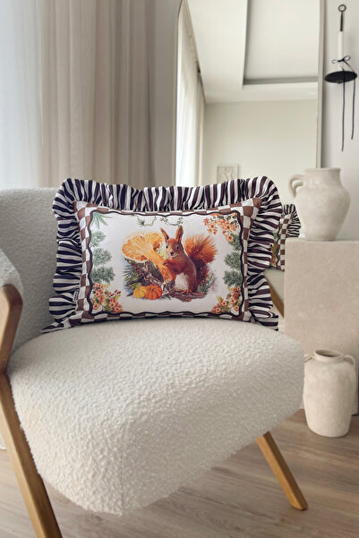 RİTMOHOME Sonbahar Çizgili Fırfırlı Vintage, Country, Kabaklı, Bohem 35x50 De...