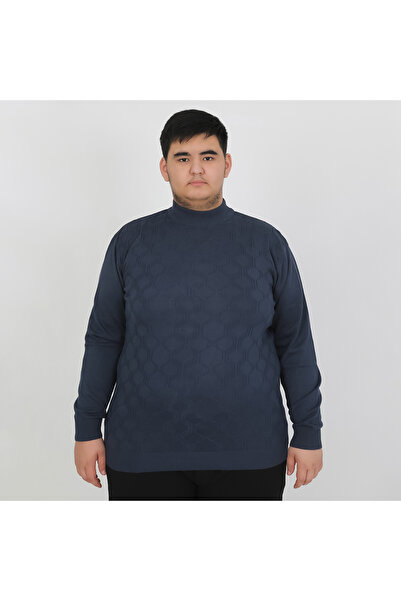 Ramon Miele Men's Plus-Size Patterned High-Neck Knitwear