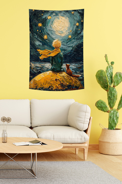 vodler خلفية جدارية لسماء مرصعة بالنجوم بطابع الأمير الصغير