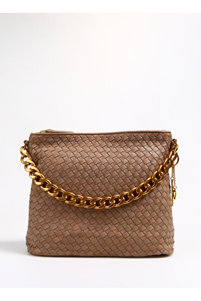 Les Visionnaires Kahve 30x15x37 Kadın Deri Omuz Çantası JUNAWEAVEGRAINY3001