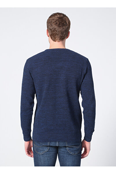 Lee Bisiklet Yaka Regular Fit Düz Mavi Erkek Kazak L212149400_Knitwear Crew Neck