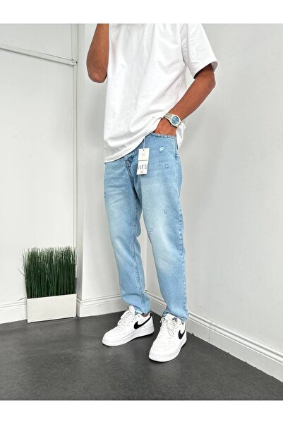 Gambocci Erkek Boyfriend Yüksek Bel Rahat Kalıp Bilek Boy Pantolon