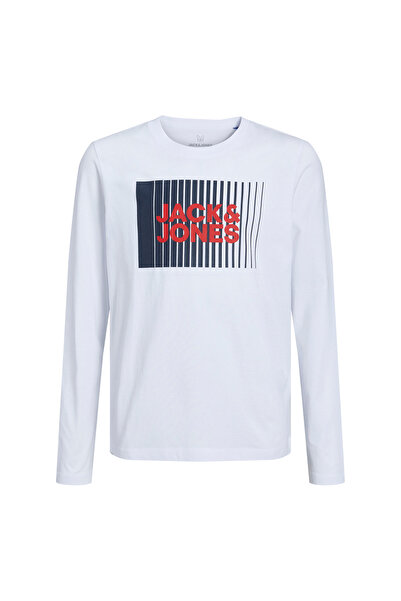 Jack & Jones Baskılı Beyaz Erkek Çocuk T-Shirt JJECORP LOGO TEE PLAY LS O-NECK NOO