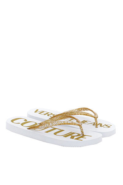 VERSACE JEANS COUTURE Beyaz-Altın Kadın Terlik 74VA3SQ7ZS626PX1