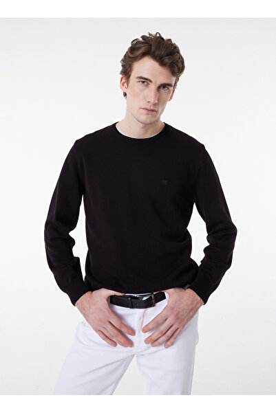 WRANGLER Bisiklet Yaka Regular Fit Düz Siyah Erkek Kazak W8A02P100_Knitwear C...