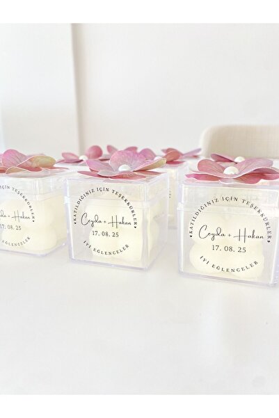 NOIS Ortanca Çiçekli Bubble Mum - Düğün, Nişan, Kına, Söz, Nikah, Bebek Hediy...