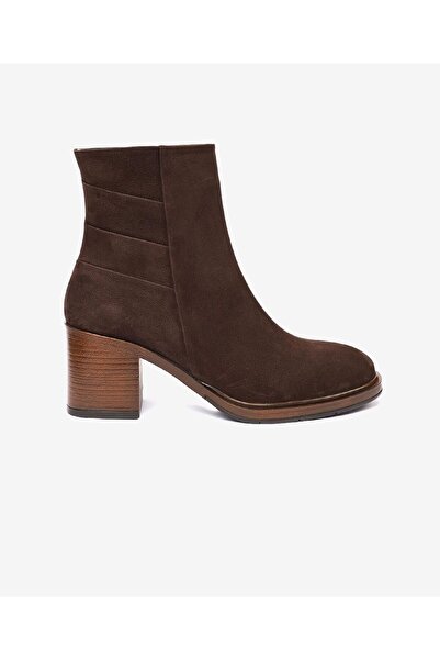 Greyder Kadın Kahve Nubuk Hakiki Deri Topuklu Bot 4K2UB59153