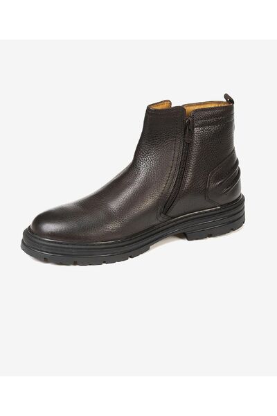 Greyder Ανδρικές καφέ μπότες casual από γνήσιο δέρμα 3K1KB75169