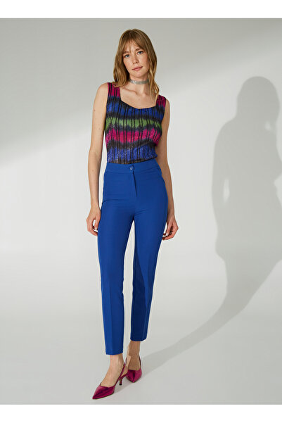 Selen Normal Bel Standart Saks Kadın Pantolon 23YSL5001