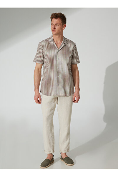Fabrika Kahve Erkek Kısa Kollu Gömlek Saloz