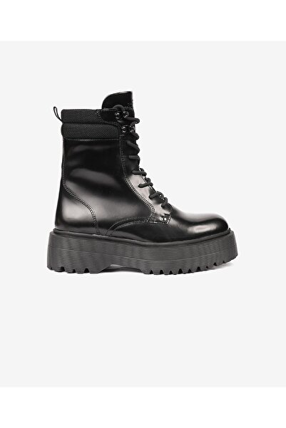 Greyder Kadın Parlak Siyah Hakiki Deri Memory Foam Taban Military Bot 4K2UB33932