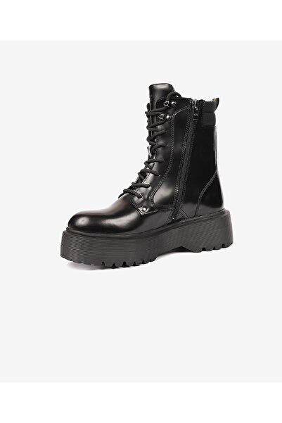 Greyder Kadın Parlak Siyah Hakiki Deri Memory Foam Taban Military Bot 4K2UB33932