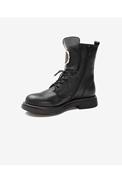 Greyder Kadın Siyah Hakiki Deri Military Bot 3K2DB32820