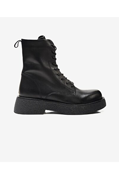 Greyder Kadın Siyah Hakiki Deri Military Bot 3K2UB32741