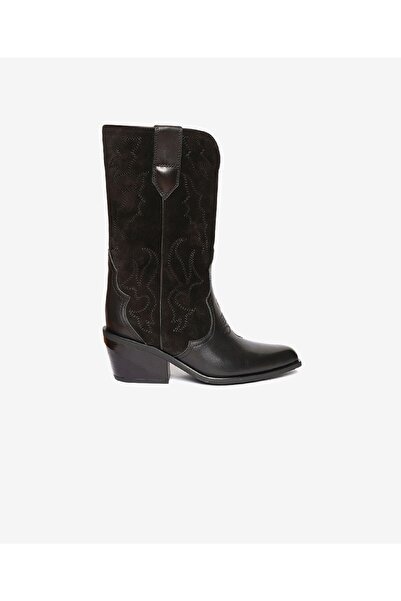 Greyder Kadın Siyah Süet Hakiki Deri Topuklu Bot 4K2AB59149