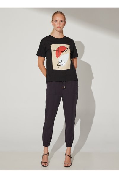 FABRIKA COMFORT Lastikli Bel Basic Lacivert Kadın Pantolon Cm-maıka