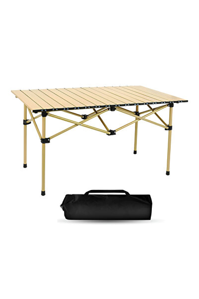 DBLEW Folding Camping Table – Lightweight Aluminum Roll Up Picnic Table with Carry Bag 95×55X50cm