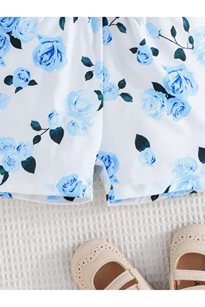 Tomac Blue Rose Patterned Girl's Jumpsuit