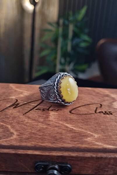 dergah tesbih Damla Kehribar Tasarımlı Gümüş Yüzük 4