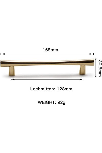 OEM Set 5 furniture handles, glossy gold, 128mm - drawer and cabinet handles