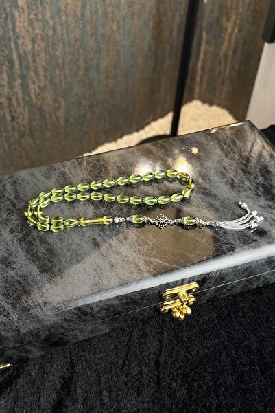 dergah tesbih Прозрачен воден зелен огън-кехлибарски броеница